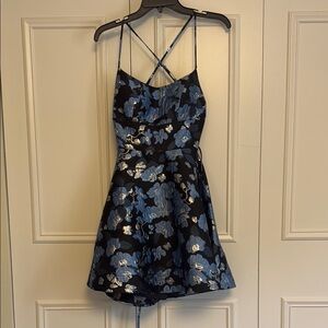 B Darlin Black and Blue Floral Mini Dress